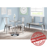 Lumisource BC-ORMTL SV Oregon Industrial Metal Dining/Entryway Bench in Clear Brushed Silver 
